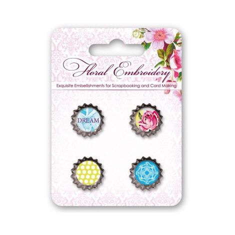 Elementy metalowe Scrap Berry's Korki Floral Emdroidery, 4szt